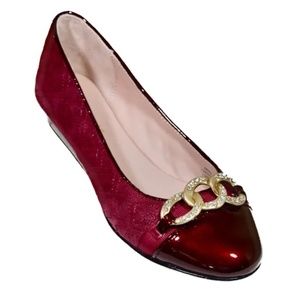 Taryn Rose Burgundy Priya Suede Chain-buckle Slip-on Flats NWOT